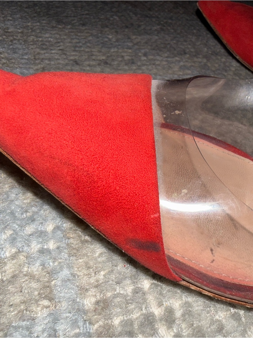 GIANVITO ROSSI PLEXI Red Pointed-Toe Clear-Panel Pumps - Women's - Picture 5 of 5